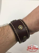 Load image into Gallery viewer, Pocket Aces and .45's - Leather Wrist Cuff - Full House Custom Leather