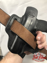 Load image into Gallery viewer, Smith &amp; Wesson M&amp;P Shield 9mm - Black Leather Pancake Holster (OWB) - Full House Custom Leather