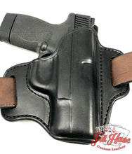 Load image into Gallery viewer, Smith &amp; Wesson M&amp;P Shield 9mm - Black Leather Pancake Holster (OWB) - Full House Custom Leather