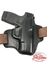 Load image into Gallery viewer, Smith &amp; Wesson M&amp;P Shield 9mm - Black Leather Pancake Holster (OWB) - Full House Custom Leather