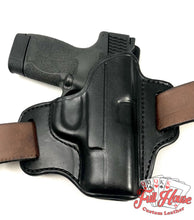 Load image into Gallery viewer, Smith &amp; Wesson M&amp;P Shield 9mm - Black Leather Pancake Holster (OWB) - Full House Custom Leather