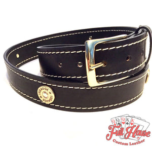 12-Gauge Shotgun Shell - Mens Leather Belt - Full House Custom Leather