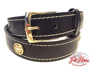 12-Gauge Shotgun Shell - Mens Leather Belt - Full House Custom Leather