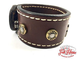 Pocket Aces and .45's - Leather Wrist Cuff - Full House Custom Leather