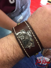 Load image into Gallery viewer, Pocket Aces and .45&#39;s - Leather Wrist Cuff - Full House Custom Leather