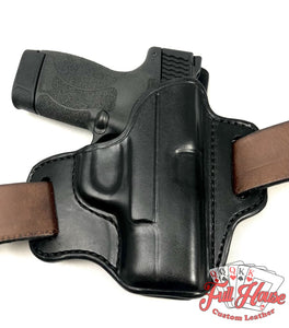 Smith & Wesson M&P Shield 9mm - Black Leather Pancake Holster (OWB) - Full House Custom Leather
