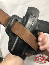Load image into Gallery viewer, Smith &amp; Wesson M&amp;P Shield 9mm - Black Leather Pancake Holster (OWB) - Full House Custom Leather