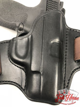 Load image into Gallery viewer, Smith &amp; Wesson M&amp;P Shield 9mm - Black Leather Pancake Holster (OWB) - Full House Custom Leather