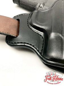 Smith & Wesson M&P Shield 9mm - Black Leather Pancake Holster (OWB) - Full House Custom Leather
